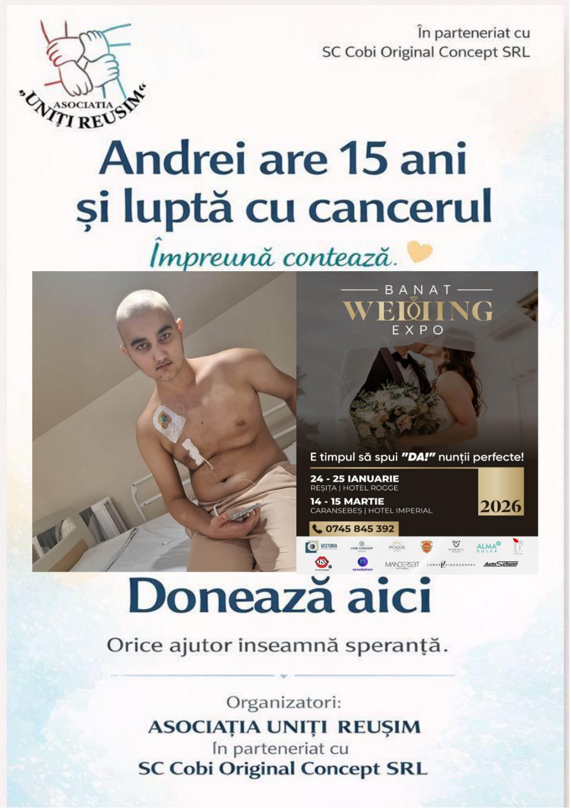 Afiș campanie umanitară - Donează pentru Andrei Lascău
